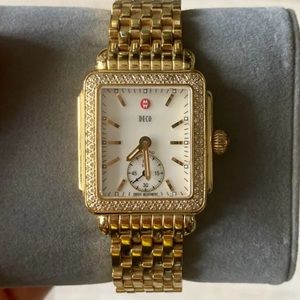 MICHELE GOLD/DIAMOND DECO WATCH